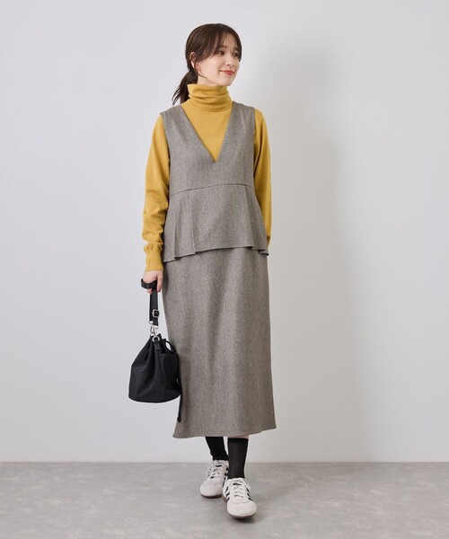 ROPE' PICNIC(ロペピクニック)の「レイヤード風ペプラムジャンパースカート(ジャンパースカート・レディース・ダークブラウン/グレー/ブラック・S/L/M)」の16枚目の写真