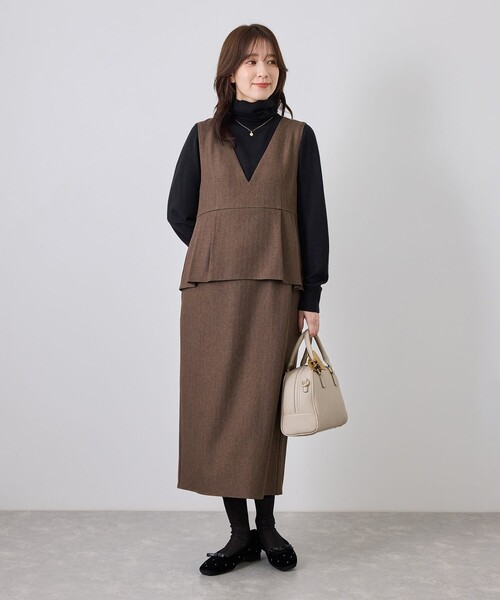 ROPE' PICNIC(ロペピクニック)の「レイヤード風ペプラムジャンパースカート(ジャンパースカート・レディース・ダークブラウン/グレー/ブラック・S/L/M)」の19枚目の写真