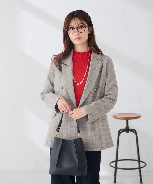 a.v.v（アーヴェヴェ）の「【WEB限定】ダブルブレスト ジャケット【洗える/裏起毛】（テーラードジャケット・レディース・ダークグレー/ネイビー/ライトグレー・40/36/38）」の11枚目の写真
