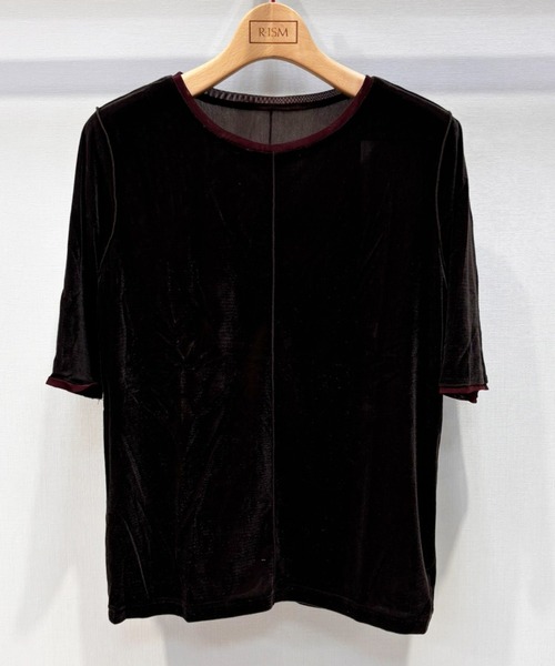 R-ISM（リズム）の「【洗える】シアーベロアカットソー（Tシャツ/カットソー・レディース・グリーン/ワインレッド/ブラウン・4）」の2枚目の写真