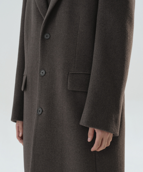 MUSINSA STANDARD（ムシンサスタンダード）の「カシミヤブレンドダディショルダーシングルロングコート[ヘザーブラウン]（チェスターコート・メンズ・その他・MEDIUM/LARGE/X-LARGE/2XL）」の6枚目の写真
