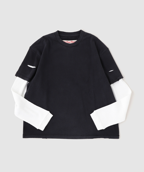 Stockholm Surfboard Club（ストックホルムサーフボードクラブ）の「STOCKHOLM SURFBOARD CLUB / ストックホルムサーフボードクラブ LAYER BOX TEE（Tシャツ/カットソー・メンズ・ホワイト/ブラック・SMALL/MEDIUM）」の2枚目の写真