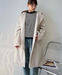 ☆フード付き ジップオーバーサイズミドルコート