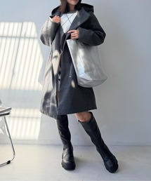 ☆フード付きジップロングコート