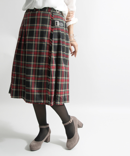 WEGO（ウィゴー）の「WEGO/チェッククラップミドルスカート（スカート・レディース・レッド系その他2/ブラック系その他2・FREE）」の2枚目の写真