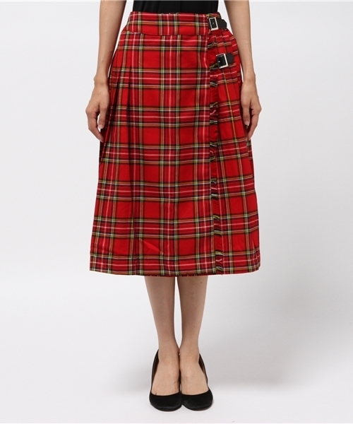 WEGO（ウィゴー）の「WEGO/チェッククラップミドルスカート（スカート・レディース・レッド系その他2/ブラック系その他2・FREE）」の3枚目の写真