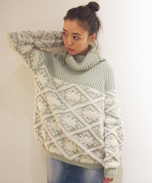 Dazzlin ダズリン の タートルもこもこジャカードニット ニット セーター Wear