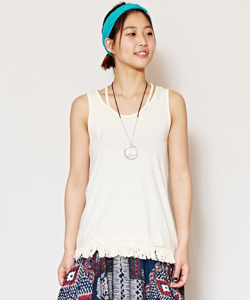 チャイハネ（チャイハネ）の「【チャイハネ】yul フリンジタンクトップ（タンクトップ・レディース・イエロー/ブルー/ホワイト・FREE）」の2枚目の写真