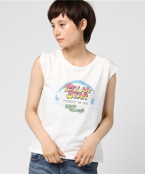 PAGEBOY（ページボーイ）の「カジュアルプリントタンクトップ（タンクトップ・レディース・オフホワイト/ブラック系その他/ホワイト系その他/ブラック・FREE）」の2枚目の写真
