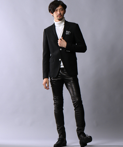 セール】ゴートレザースリムストレートストレッチパンツ（その他