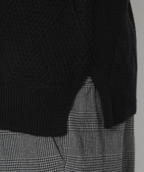 GLOBAL WORK（グローバルワーク）の「12ゲージダイヤジャガードニットプルオーバー/767751（ニット/セーター・メンズ・ホワイト/ブラック・SMALL/MEDIUM/LARGE/X-LARGE）」の4枚目の写真
