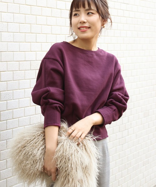 Spick & Span（スピックアンドスパン）の「ボリュームスリーブウラケプルオーバー◆（スウェット・レディース・ブラック/ボルドー・FREE）」の2枚目の写真