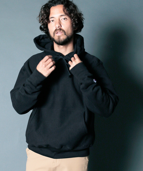 Champion（チャンピオン）の「Champion 12OZ REVERSE WEAVE HOOD PK:チャンピオン 12ozリバースウィーブ フードパーカー（パーカー・メンズ・ライトグレー/グレー/ブラック/ネイビー・S/L/M）」の6枚目の写真