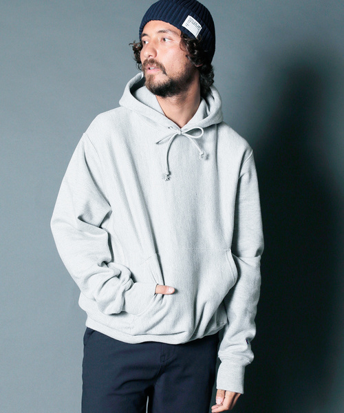 Champion グレー ボタン開閉フードパーカー reverseweave S 赤タグ