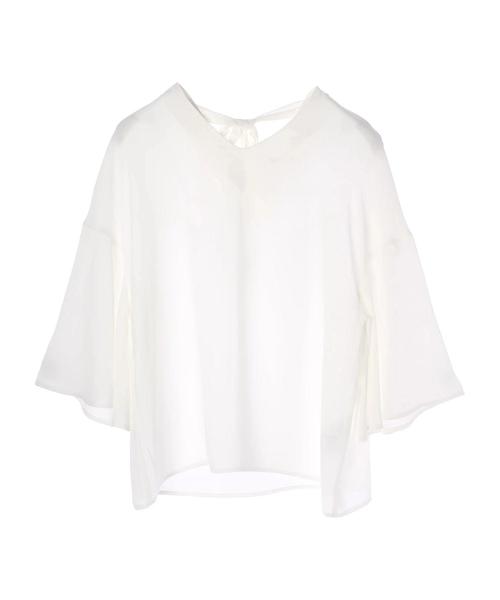 earth music&ecology（アースミュージックアンドエコロジー）の「とろみフレアー袖ブラウス（シャツ/ブラウス・レディース・ピンク/ドット/ライトグレー/グリーン/ストライプ/オフホワイト・FREE）」の11枚目の写真