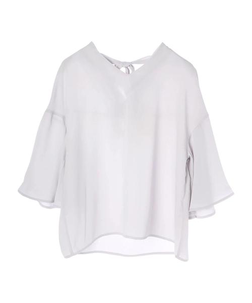 earth music&ecology（アースミュージックアンドエコロジー）の「とろみフレアー袖ブラウス（シャツ/ブラウス・レディース・ピンク/ドット/ライトグレー/グリーン/ストライプ/オフホワイト・FREE）」の13枚目の写真