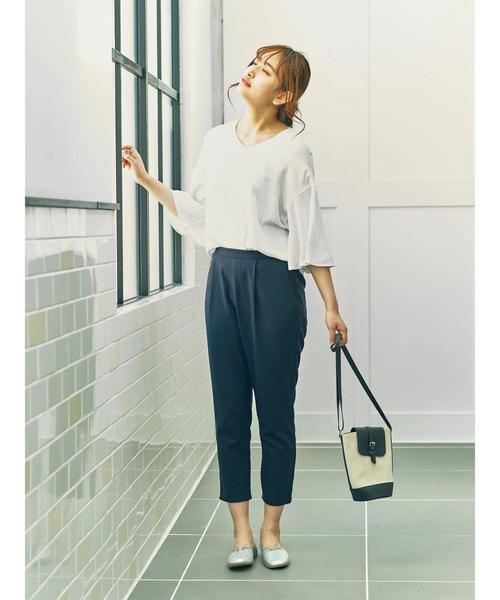 earth music&ecology（アースミュージックアンドエコロジー）の「とろみフレアー袖ブラウス（シャツ/ブラウス・レディース・ピンク/ドット/ライトグレー/グリーン/ストライプ/オフホワイト・FREE）」の14枚目の写真