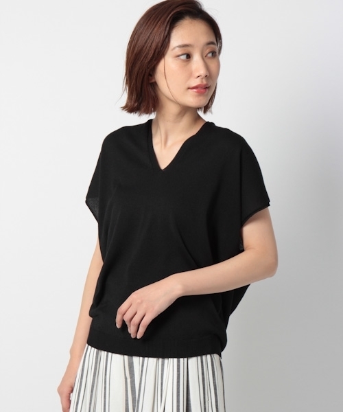 laboratory work（ラボラトリーワーク）の「コクーンホールガーメントVネックニットプルオーバー（ニット/セーター・レディース・ホワイト/ブラック/オレンジ・MEDIUM）」の3枚目の写真