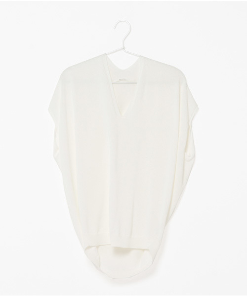 laboratory work（ラボラトリーワーク）の「コクーンホールガーメントVネックニットプルオーバー（ニット/セーター・レディース・ホワイト/ブラック/オレンジ・MEDIUM）」の13枚目の写真