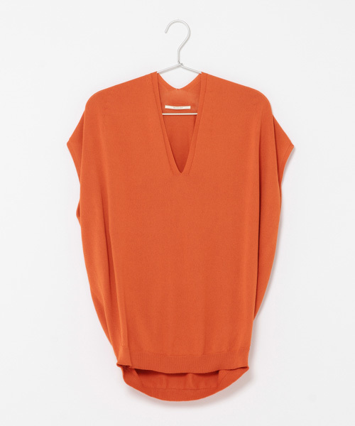 laboratory work（ラボラトリーワーク）の「コクーンホールガーメントVネックニットプルオーバー（ニット/セーター・レディース・ホワイト/ブラック/オレンジ・MEDIUM）」の14枚目の写真
