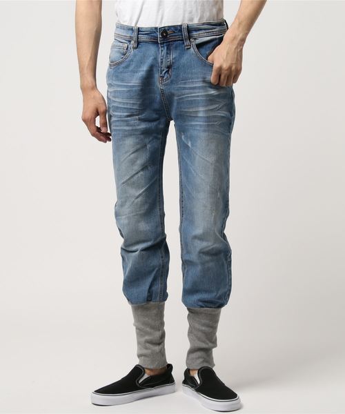 【セール】ヘムリブデニムパンツ（デニムパンツ）｜FLAT LIFE（フラットライフ） 5,313円