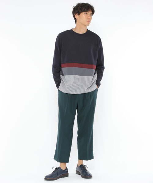 LAKOLE(ラコレ)の「布帛切り替えポンチロングTシャツ / LAKOLE(Tシャツ/カットソー・メンズ・ホワイト/ベージュ/ネイビー・MEDIUM/LARGE)」の4枚目の写真