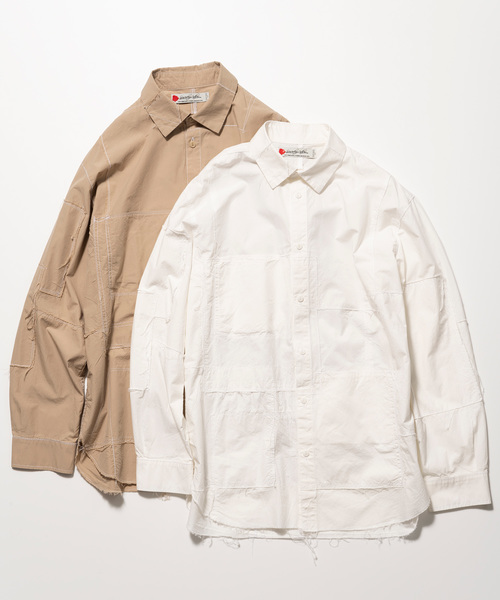 SEVESKIG（セヴシグ）の「SEVESKIG セヴシグ / PANEL BORO-SHIRT コットンシルクチェックシャツ / SH-SV-KS-1002（シャツ/ブラウス・メンズ・ベージュ/ホワイト・SMALL/LARGE/MEDIUM/X-LARGE）」の2枚目の写真