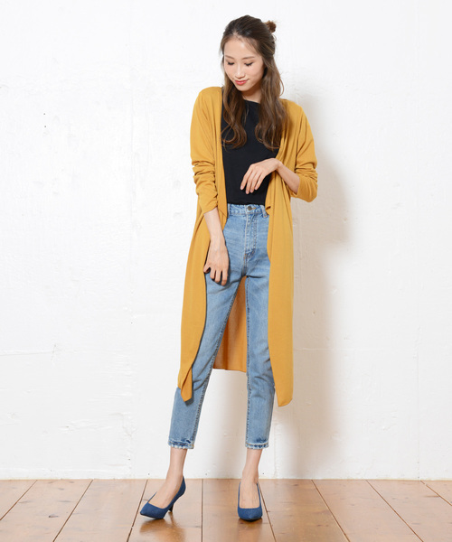 shopnikoniko(ショップニコニコ)の「ニットソーロングトッパーカーディガン(カーディガン/ボレロ・レディース・ブラック/ダークグリーン/グレー/カーキ/マスタード/バーガンディー/テラコッタ・M/L)」の6枚目の写真