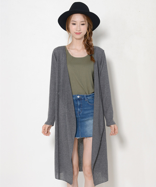 shopnikoniko(ショップニコニコ)の「ニットソーロングトッパーカーディガン(カーディガン/ボレロ・レディース・ブラック/ダークグリーン/グレー/カーキ/マスタード/バーガンディー/テラコッタ・M/L)」の16枚目の写真