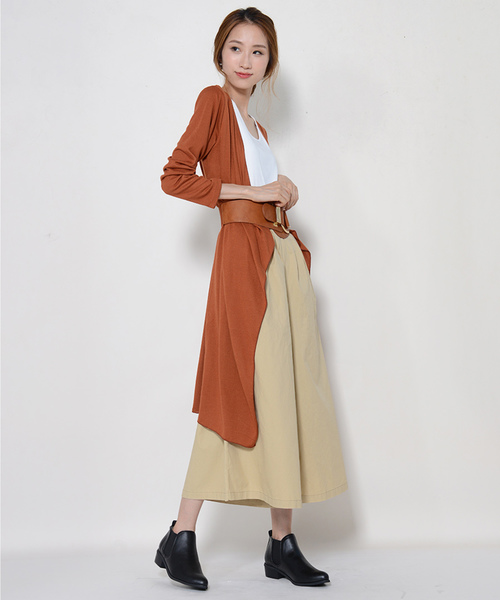 shopnikoniko(ショップニコニコ)の「ニットソーロングトッパーカーディガン(カーディガン/ボレロ・レディース・ブラック/ダークグリーン/グレー/カーキ/マスタード/バーガンディー/テラコッタ・M/L)」の15枚目の写真