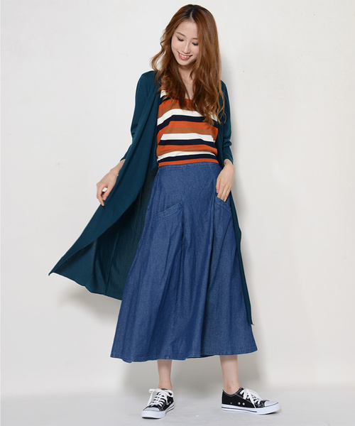 shopnikoniko(ショップニコニコ)の「ニットソーロングトッパーカーディガン(カーディガン/ボレロ・レディース・ブラック/ダークグリーン/グレー/カーキ/マスタード/バーガンディー/テラコッタ・M/L)」の8枚目の写真