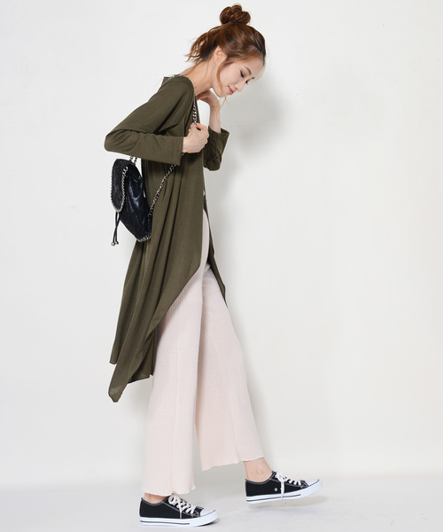 shopnikoniko(ショップニコニコ)の「ニットソーロングトッパーカーディガン(カーディガン/ボレロ・レディース・ブラック/ダークグリーン/グレー/カーキ/マスタード/バーガンディー/テラコッタ・M/L)」の22枚目の写真