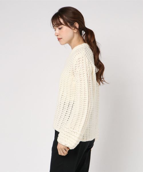 cepo(セポ)の「Vネックハンドニット(ニット/セーター・レディース・オフホワイト/オレンジ/グリーン・M)」の4枚目の写真