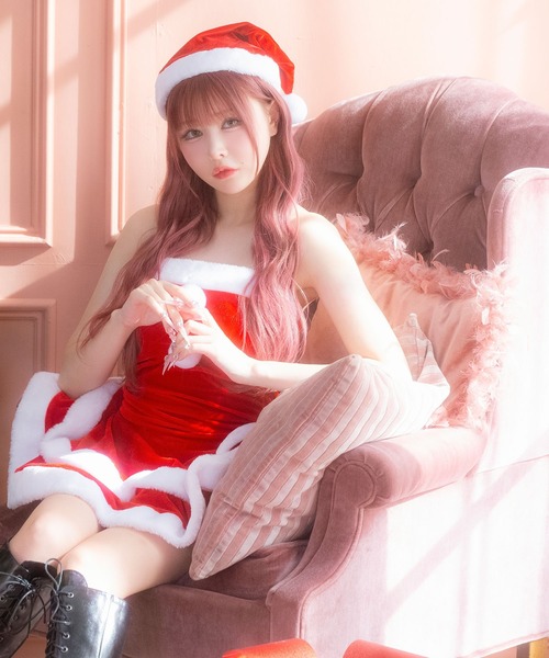Tika（ティカ）の「サンタ コスプレ ノースリーブ ベアトップ フレア ミニ ワンピース 3点セット かわいい セクシー クリスマス コスチューム サンタコス（コスチューム/パーティーグッズ・レディース・レッド・M/L/XL）」の19枚目の写真