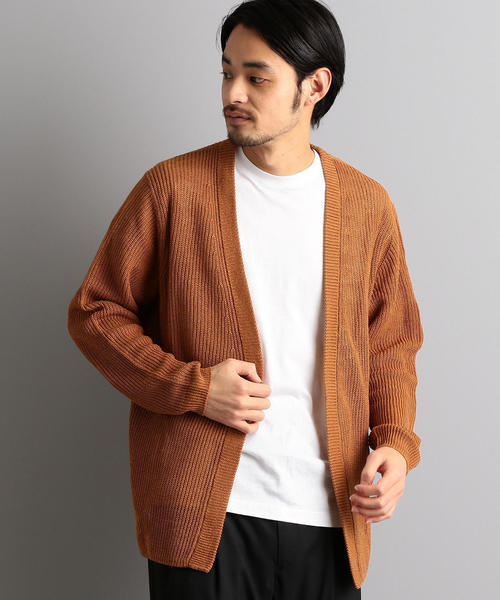 green label relaxing（グリーンレーベルリラクシング）の「NM リネン 畦 イージー カーディガン（カーディガン/ボレロ・メンズ・ネイビー/ブラウン/オリーブ/ダークグレー・S/M/L）」の16枚目の写真