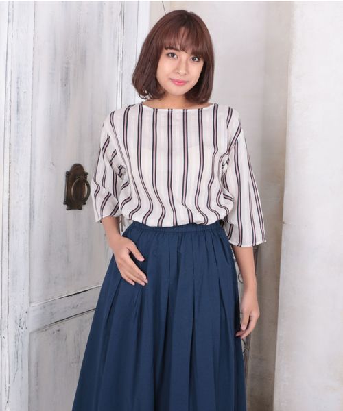 sabstreet my standard(サブストリートマイスタンダード)の「レジメンストライプブラウス(シャツ/ブラウス・レディース・ホワイト系その他/イエロー系その他・19号/15号)」の1枚目の写真