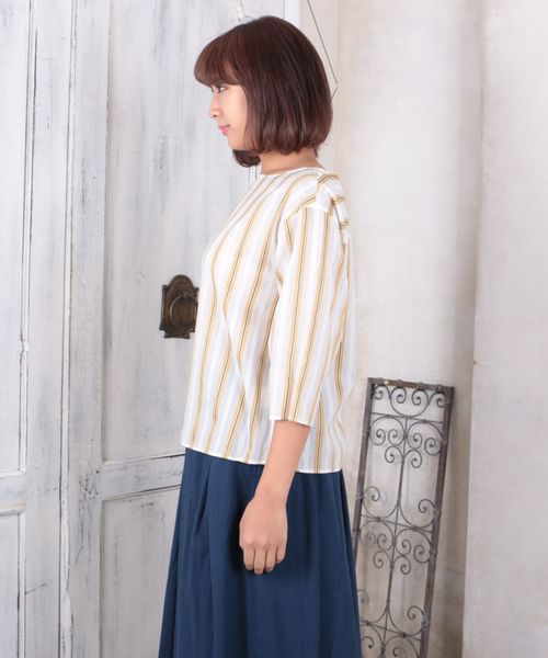 sabstreet my standard(サブストリートマイスタンダード)の「レジメンストライプブラウス(シャツ/ブラウス・レディース・ホワイト系その他/イエロー系その他・19号/15号)」の5枚目の写真