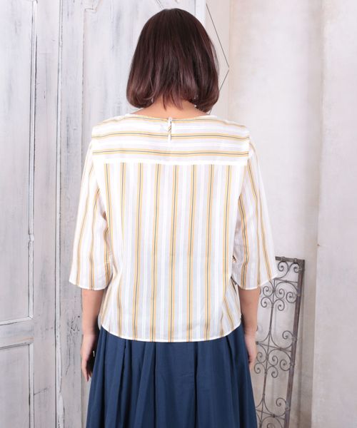 sabstreet my standard(サブストリートマイスタンダード)の「レジメンストライプブラウス(シャツ/ブラウス・レディース・ホワイト系その他/イエロー系その他・19号/15号)」の6枚目の写真