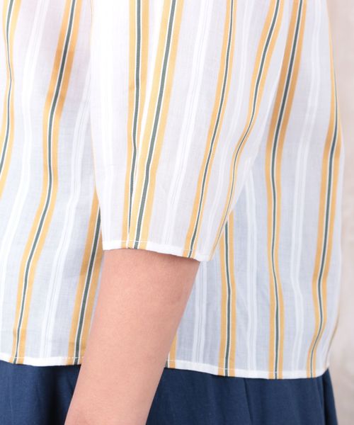 sabstreet my standard(サブストリートマイスタンダード)の「レジメンストライプブラウス(シャツ/ブラウス・レディース・ホワイト系その他/イエロー系その他・19号/15号)」の9枚目の写真
