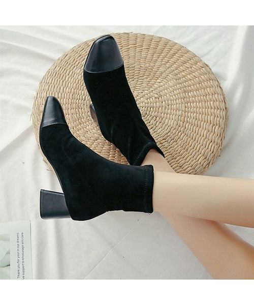 c.u.l（シーユーエル）の「【c.u.l】ストレッチブーツ スエード調 ポインテッドトゥ ショートブーツ chw637（ブーツ・レディース・ブラック/ベージュ・38/39/35/36/37）」の5枚目の写真