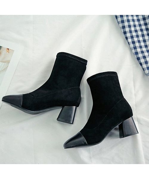 c.u.l（シーユーエル）の「【c.u.l】ストレッチブーツ スエード調 ポインテッドトゥ ショートブーツ chw637（ブーツ・レディース・ブラック/ベージュ・38/39/35/36/37）」の13枚目の写真