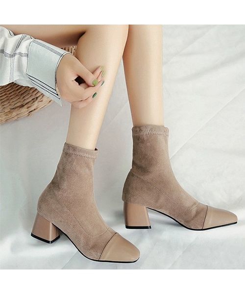 c.u.l（シーユーエル）の「【c.u.l】ストレッチブーツ スエード調 ポインテッドトゥ ショートブーツ chw637（ブーツ・レディース・ブラック/ベージュ・38/39/35/36/37）」の7枚目の写真