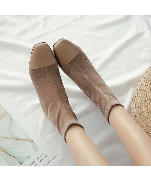 c.u.l（シーユーエル）の「【c.u.l】ストレッチブーツ スエード調 ポインテッドトゥ ショートブーツ chw637（ブーツ・レディース・ブラック/ベージュ・38/39/35/36/37）」の6枚目の写真