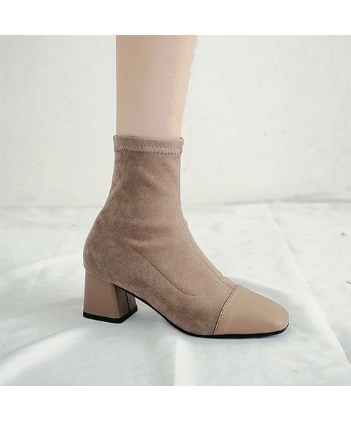 c.u.l（シーユーエル）の「【c.u.l】ストレッチブーツ スエード調 ポインテッドトゥ ショートブーツ chw637（ブーツ・レディース・ブラック/ベージュ・38/39/35/36/37）」の12枚目の写真