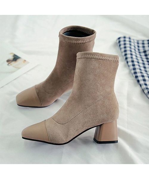 c.u.l（シーユーエル）の「【c.u.l】ストレッチブーツ スエード調 ポインテッドトゥ ショートブーツ chw637（ブーツ・レディース・ブラック/ベージュ・38/39/35/36/37）」の10枚目の写真