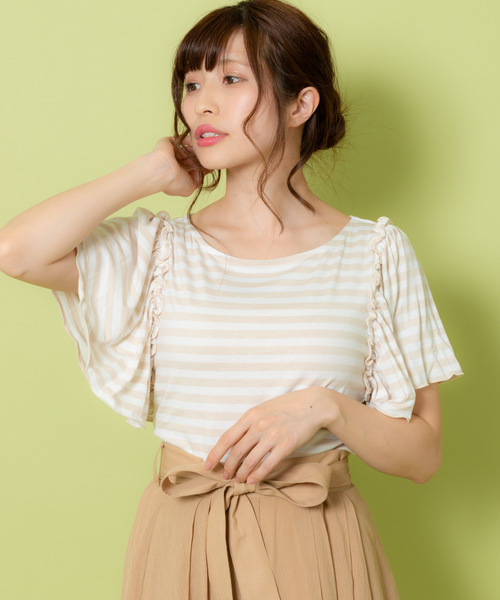 セール ﾎﾞｰﾀﾞｰ袖ﾌﾘﾙｶｯﾄｿｰ 9r15 Tシャツ カットソー Rewde ルゥデ のファッション通販 Zozotown