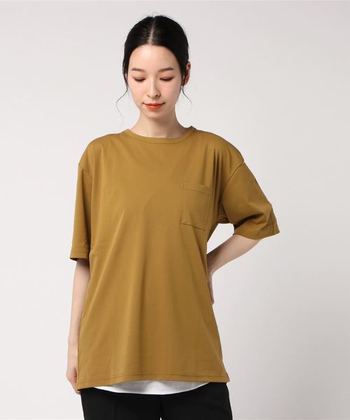 Bling Leads(ブリングリーズ)の「【Bl】:ポケット付きTシャツ タンクトップアンサンブル(Tシャツ/カットソー・レディース・ブラウン/ブラック/キャメル/ホワイト・LARGE/MEDIUM)」の4枚目の写真