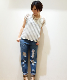 DISCOAT | 【Discoat】クラッシュデニムテーパードパンツ(デニムパンツ)