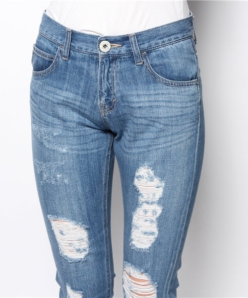 DISCOAT（ディスコート）の「【Discoat】クラッシュデニムテーパードパンツ（デニムパンツ・レディース・ブルー・MEDIUM/LARGE）」の3枚目の写真