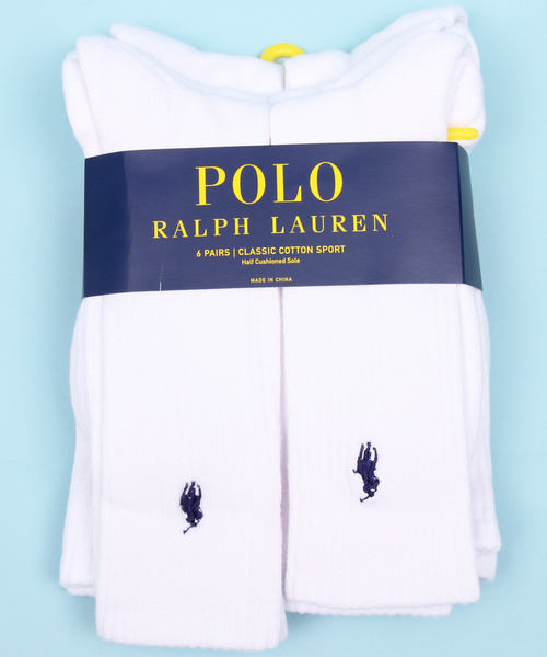 POLO RALPH LAUREN(ポロ ラルフ ローレン)の「POLO RALPH LAUREN 6PACKS CREW SOCKS(ソックス/靴下・メンズ・ホワイト/ブラック・FREE)」の1枚目の写真